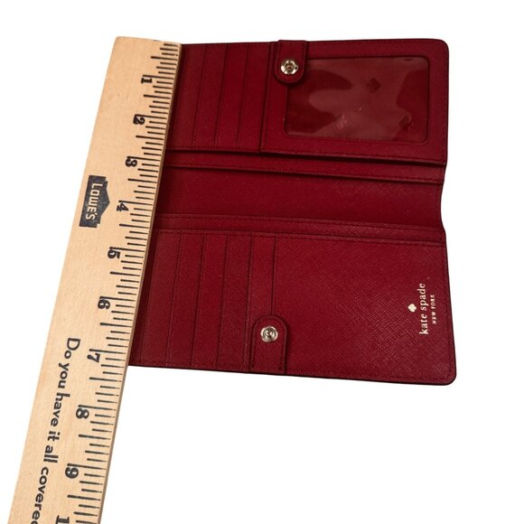 Kate Spade Madison Deep burgundy Saffiano Leather Slim Bifold Snap Wallet - Picture 2 of 11